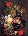 vase of flowers in a niche